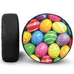 Colorful Easter Eggs Print Leather Spare Tire Cover