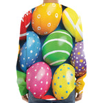 Colorful Easter Eggs Print Long Sleeve Baseball Jersey