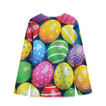 Colorful Easter Eggs Print Long Sleeve Short Coat