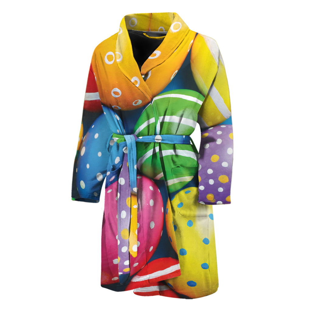 Colorful Easter Eggs Print Men's Bathrobe