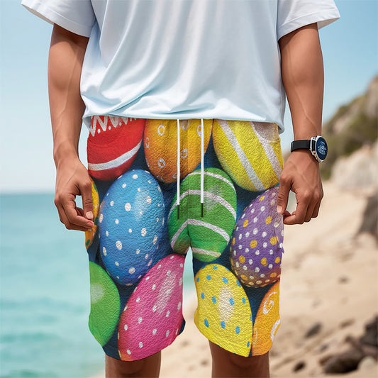 Colorful Easter Eggs Print Men's Cargo Shorts