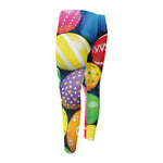 Colorful Easter Eggs Print Men's Compression Pants