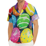 Colorful Easter Eggs Print Men's Deep V-Neck Shirt