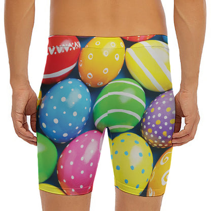 Colorful Easter Eggs Print Men's Long Boxer Briefs