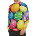 Colorful Easter Eggs Print Men's Long Sleeve Rash Guard