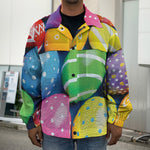 Colorful Easter Eggs Print Men's Shirt Jacket