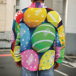 Colorful Easter Eggs Print Men's Shirt Jacket