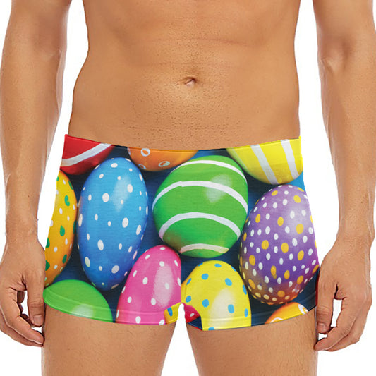 Colorful Easter Eggs Print Men's Short Boxer Briefs