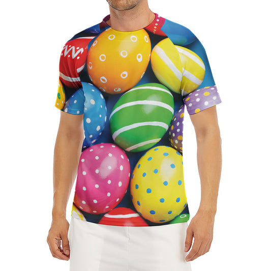 Colorful Easter Eggs Print Men's Short Sleeve Rash Guard