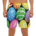 Colorful Easter Eggs Print Men's Split Running Shorts