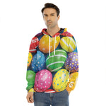 Colorful Easter Eggs Print Men's Velvet Pullover Hoodie