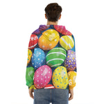 Colorful Easter Eggs Print Men's Velvet Pullover Hoodie