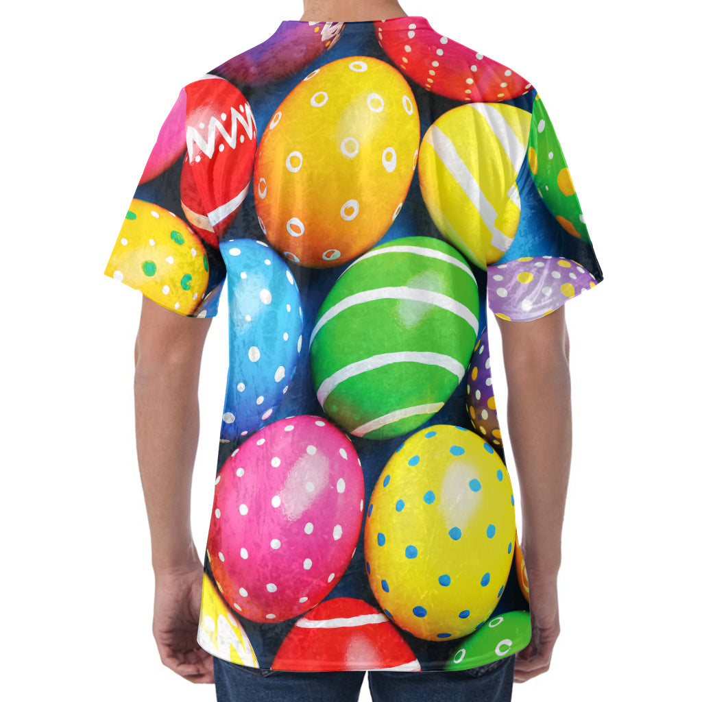 Colorful Easter Eggs Print Men's Velvet T-Shirt