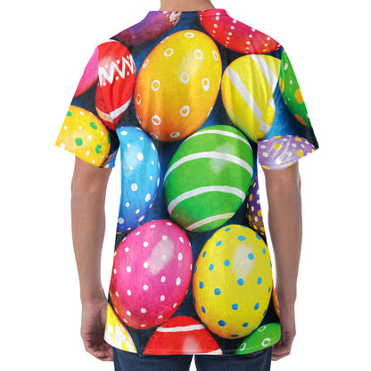 Colorful Easter Eggs Print Men's Velvet T-Shirt