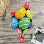 Colorful Easter Eggs Print One Shoulder Bodysuit