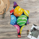 Colorful Easter Eggs Print One Shoulder Bodysuit