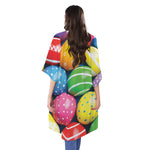 Colorful Easter Eggs Print Open Front Beach Cover Up