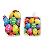 Colorful Easter Eggs Print Oven Mitt And Pot Holder Set