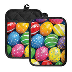 Colorful Easter Eggs Print Pot Holders With Pocket