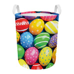Colorful Easter Eggs Print Round Laundry Basket
