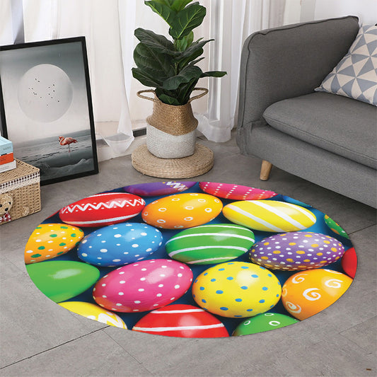 Colorful Easter Eggs Print Round Rug