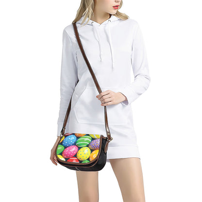 Colorful Easter Eggs Print Saddle Bag