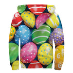 Colorful Easter Eggs Print Sherpa Lined Zip Up Hoodie