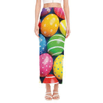 Colorful Easter Eggs Print Side Slit Maxi Skirt