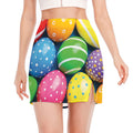 Colorful Easter Eggs Print Side Slit Mini Skirt