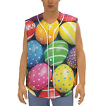 Colorful Easter Eggs Print Sleeveless Baseball Jersey