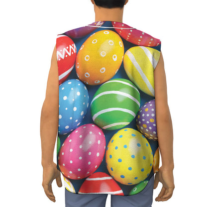Colorful Easter Eggs Print Sleeveless Baseball Jersey