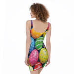 Colorful Easter Eggs Print Sleeveless Bodycon Dress