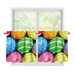 Colorful Easter Eggs Print Tier Curtains