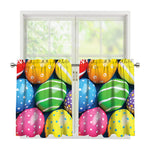 Colorful Easter Eggs Print Tier Curtains