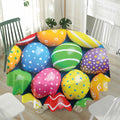 Colorful Easter Eggs Print Waterproof Round Tablecloth