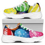 Colorful Easter Eggs Print White Chunky Shoes