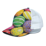 Colorful Easter Eggs Print White Mesh Trucker Cap