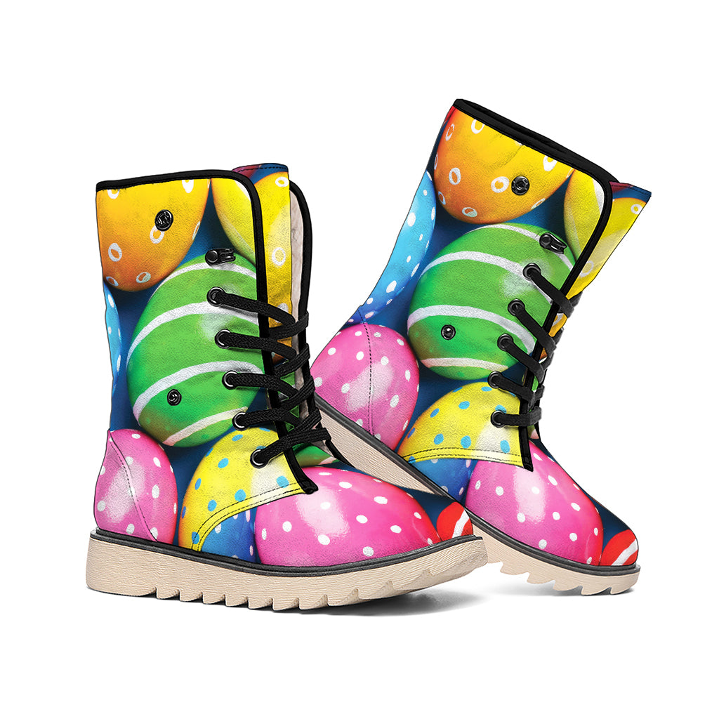 Colorful Easter Eggs Print Winter Boots