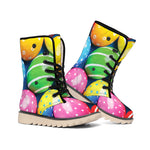 Colorful Easter Eggs Print Winter Boots