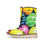 Colorful Easter Eggs Print Winter Boots