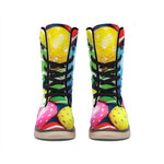 Colorful Easter Eggs Print Winter Boots