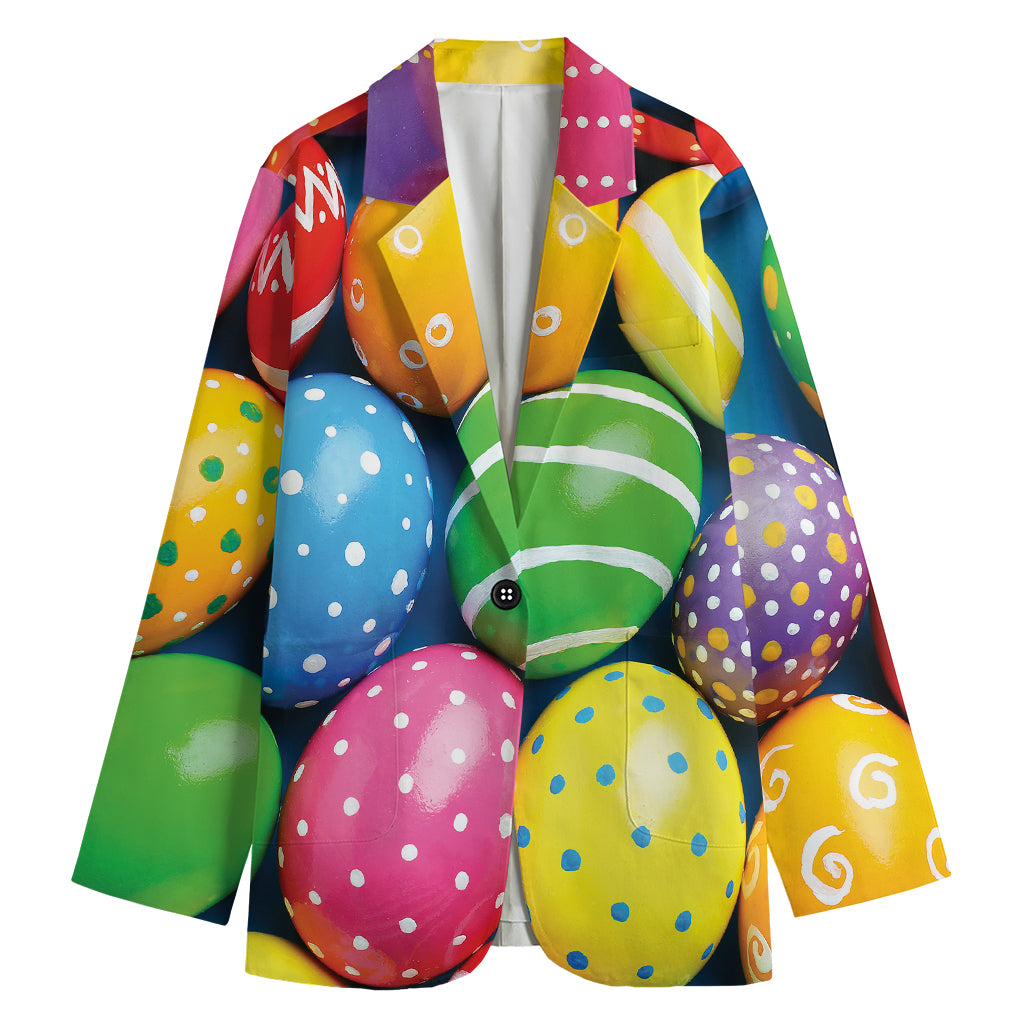 Colorful Easter Eggs Print Women's Blazer