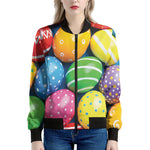 Colorful Easter Eggs Print Women's Bomber Jacket