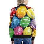 Colorful Easter Eggs Print Women's Bomber Jacket