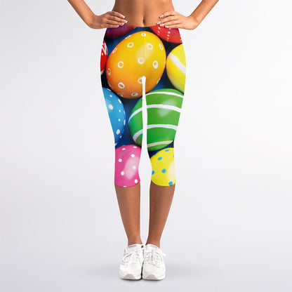 Colorful Easter Eggs Print Women's Capri Leggings