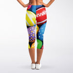 Colorful Easter Eggs Print Women's Capri Leggings
