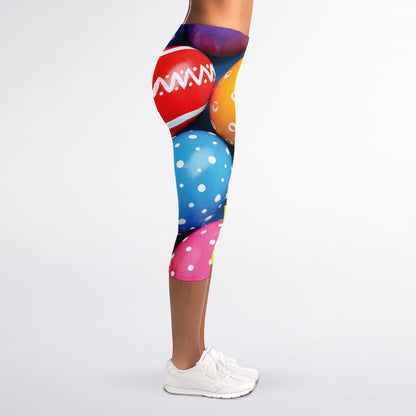 Colorful Easter Eggs Print Women's Capri Leggings