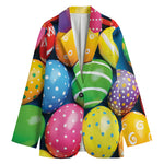 Colorful Easter Eggs Print Women's Cotton Blazer