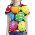 Colorful Easter Eggs Print Women's Polo Shirt