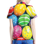 Colorful Easter Eggs Print Women's Polo Shirt
